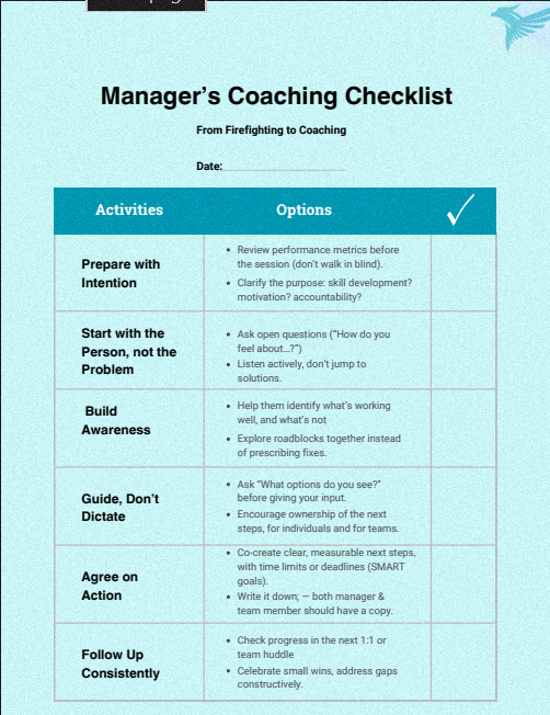 Managers Coaching Checklist